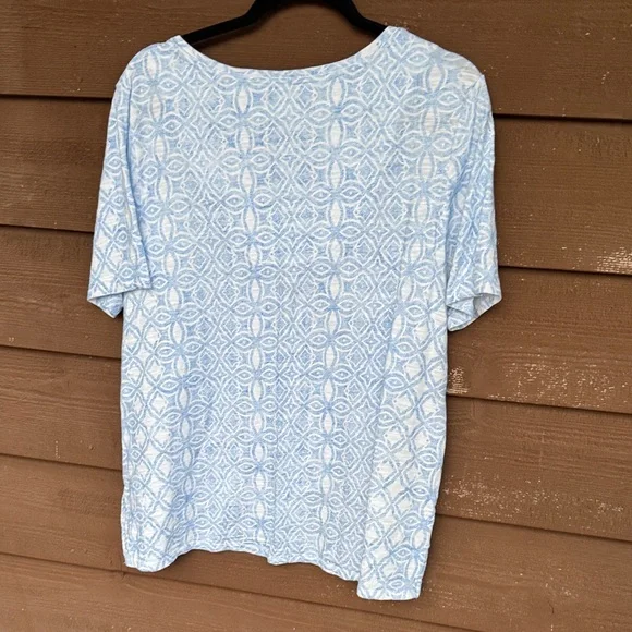 Chico's Sky Blue Patterned Short Sleeve Tee size 2 (L) - Picture 5 of 5